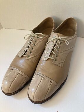 Stacey Adam’s Madison Men's Beige Leather Cap-Toe Oxford Shoes size 12